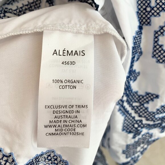 ALEMAIS HAZEL SMOCKED EMBROIDERED MIDI DRESS - Picture 13 of 13